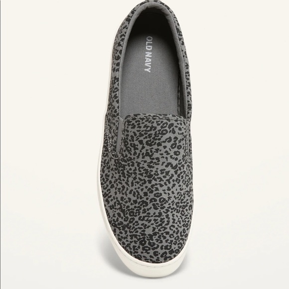 Old Navy GreyLeopard Canvas Slip-On Sneakers For Women size 7. NWT - Picture 2 of 9